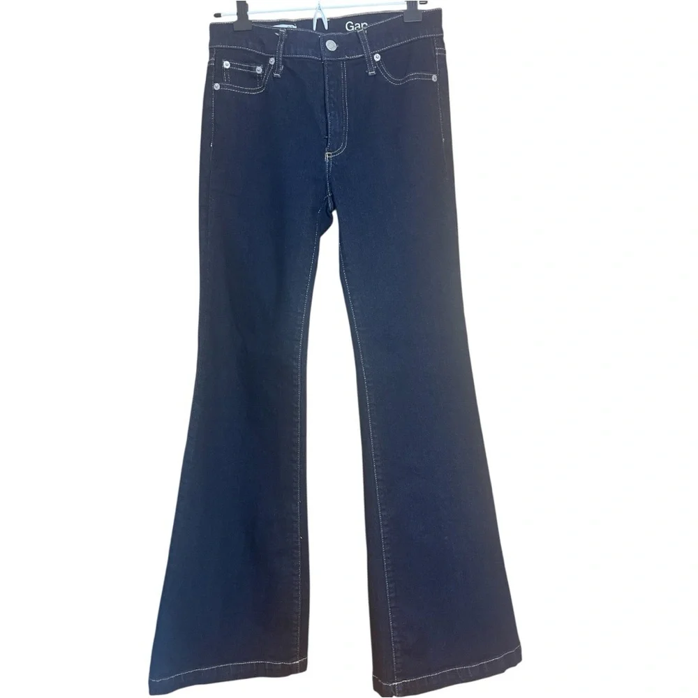 GAP 1969 Women’s Authentic Flare‎ Jeans 27S 30”Inseam Dark Rinse Low Stretch